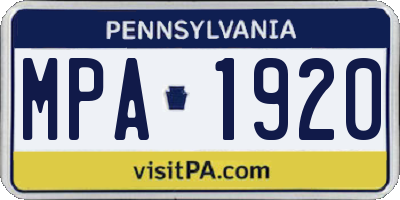 PA license plate MPA1920