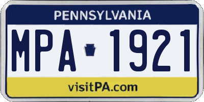 PA license plate MPA1921