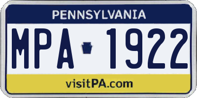 PA license plate MPA1922