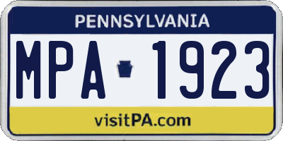 PA license plate MPA1923