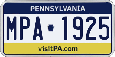 PA license plate MPA1925