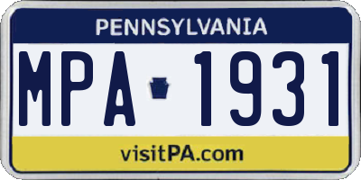 PA license plate MPA1931