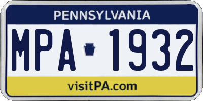 PA license plate MPA1932