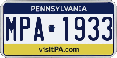 PA license plate MPA1933