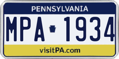 PA license plate MPA1934