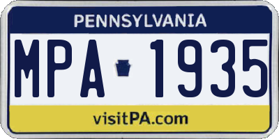 PA license plate MPA1935