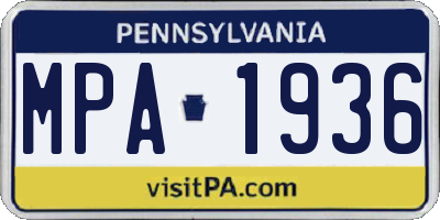 PA license plate MPA1936