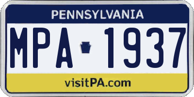 PA license plate MPA1937