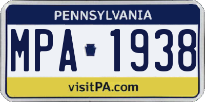 PA license plate MPA1938