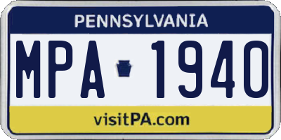PA license plate MPA1940