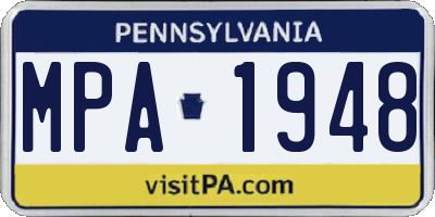 PA license plate MPA1948