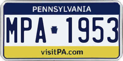 PA license plate MPA1953