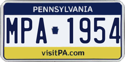 PA license plate MPA1954