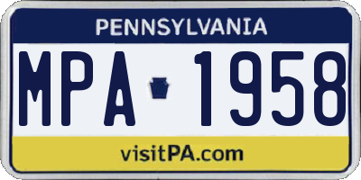PA license plate MPA1958