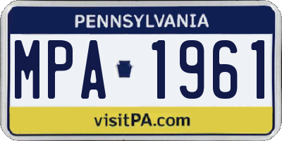 PA license plate MPA1961