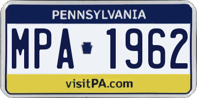PA license plate MPA1962