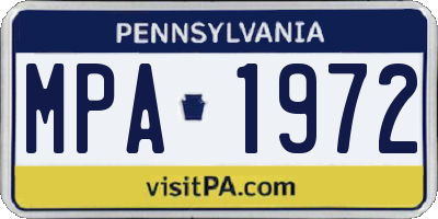 PA license plate MPA1972