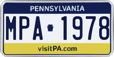 PA license plate MPA1978