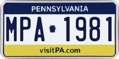 PA license plate MPA1981