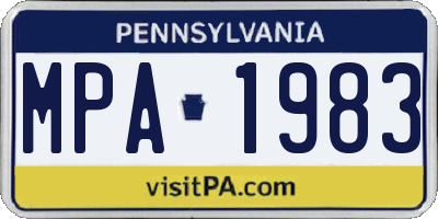PA license plate MPA1983