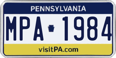 PA license plate MPA1984