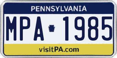 PA license plate MPA1985