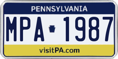 PA license plate MPA1987