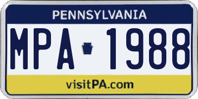 PA license plate MPA1988