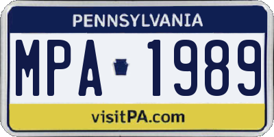 PA license plate MPA1989