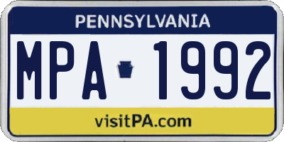 PA license plate MPA1992