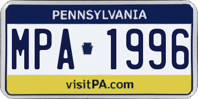PA license plate MPA1996