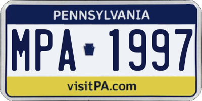 PA license plate MPA1997