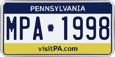 PA license plate MPA1998