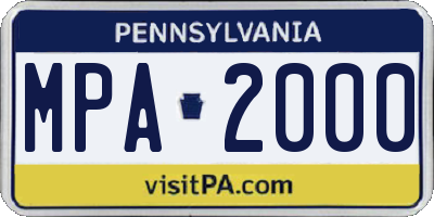PA license plate MPA2000