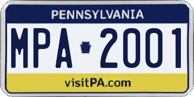 PA license plate MPA2001
