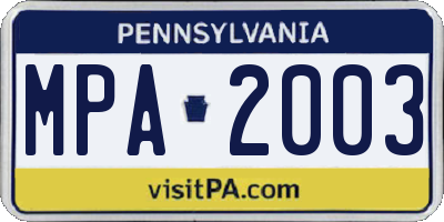 PA license plate MPA2003