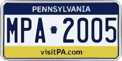PA license plate MPA2005