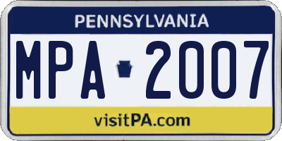 PA license plate MPA2007