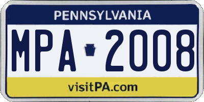 PA license plate MPA2008