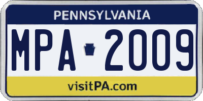 PA license plate MPA2009