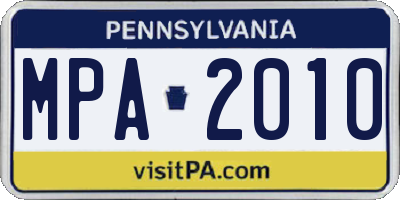 PA license plate MPA2010