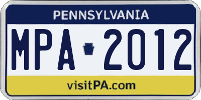 PA license plate MPA2012