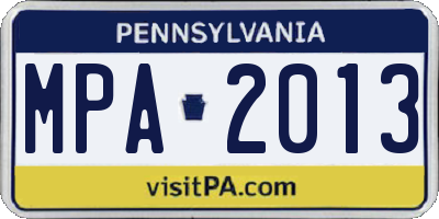 PA license plate MPA2013
