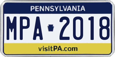 PA license plate MPA2018