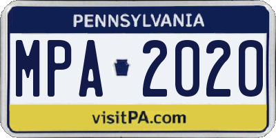 PA license plate MPA2020