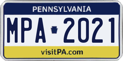 PA license plate MPA2021