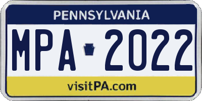 PA license plate MPA2022