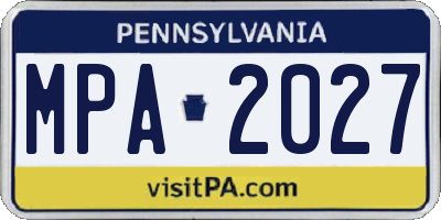 PA license plate MPA2027
