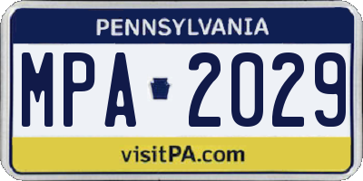 PA license plate MPA2029