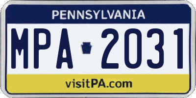 PA license plate MPA2031